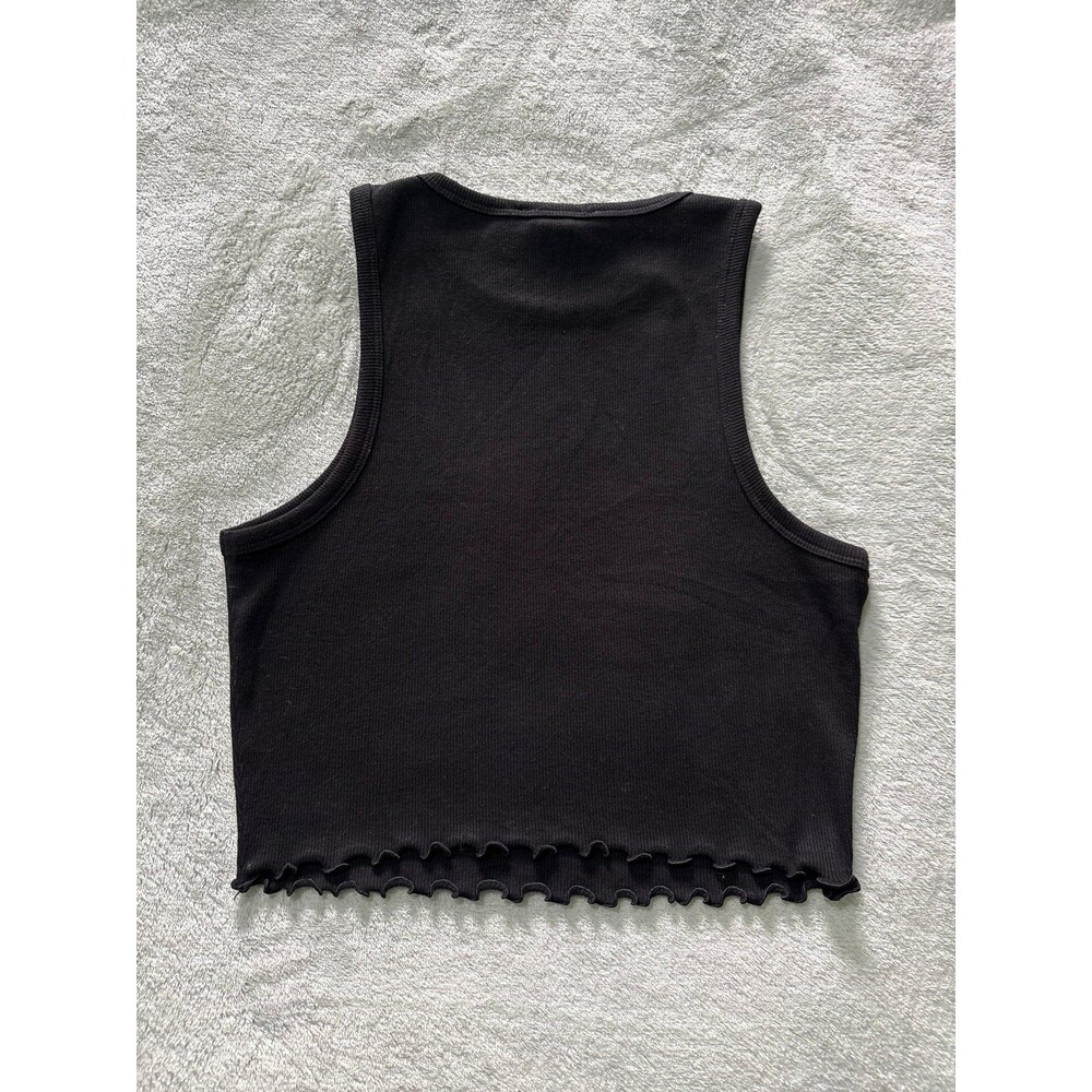 Crop top tank top sleeveless scoop neck black vintage Y2K layering summer gothic - Picture 2 of 4